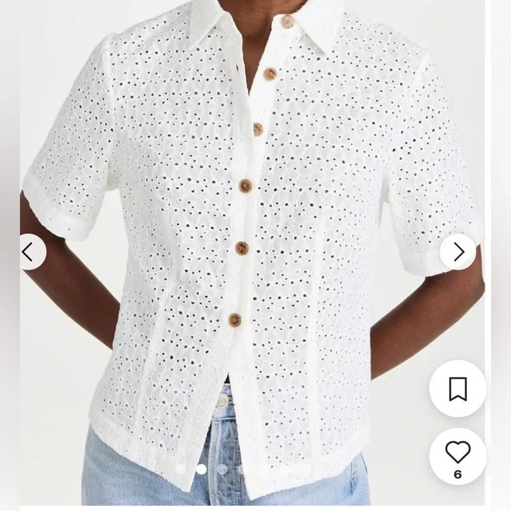 NWT Rebecca Taylor Women’s Eyelet Blouse Size 0 Or XS White
